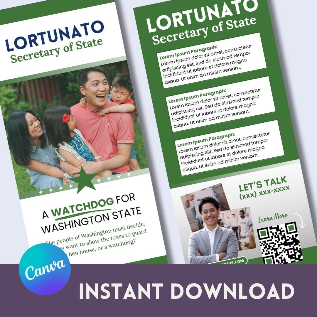 Political Campaign Rack Card Template: Editable Canva Design (digital ...