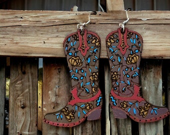 Western Cowgirl Boots Earrings