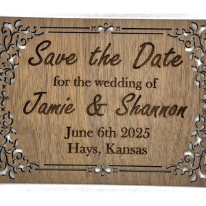 Cartes "retenez la date" pour mariage rustique en bois véritable avec enveloppes kraft (retenez la date)