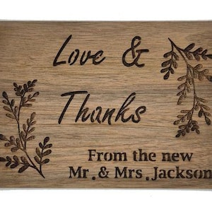 Tarjetas de agradecimiento de boda rústicas de madera auténtica con sobres Kraft