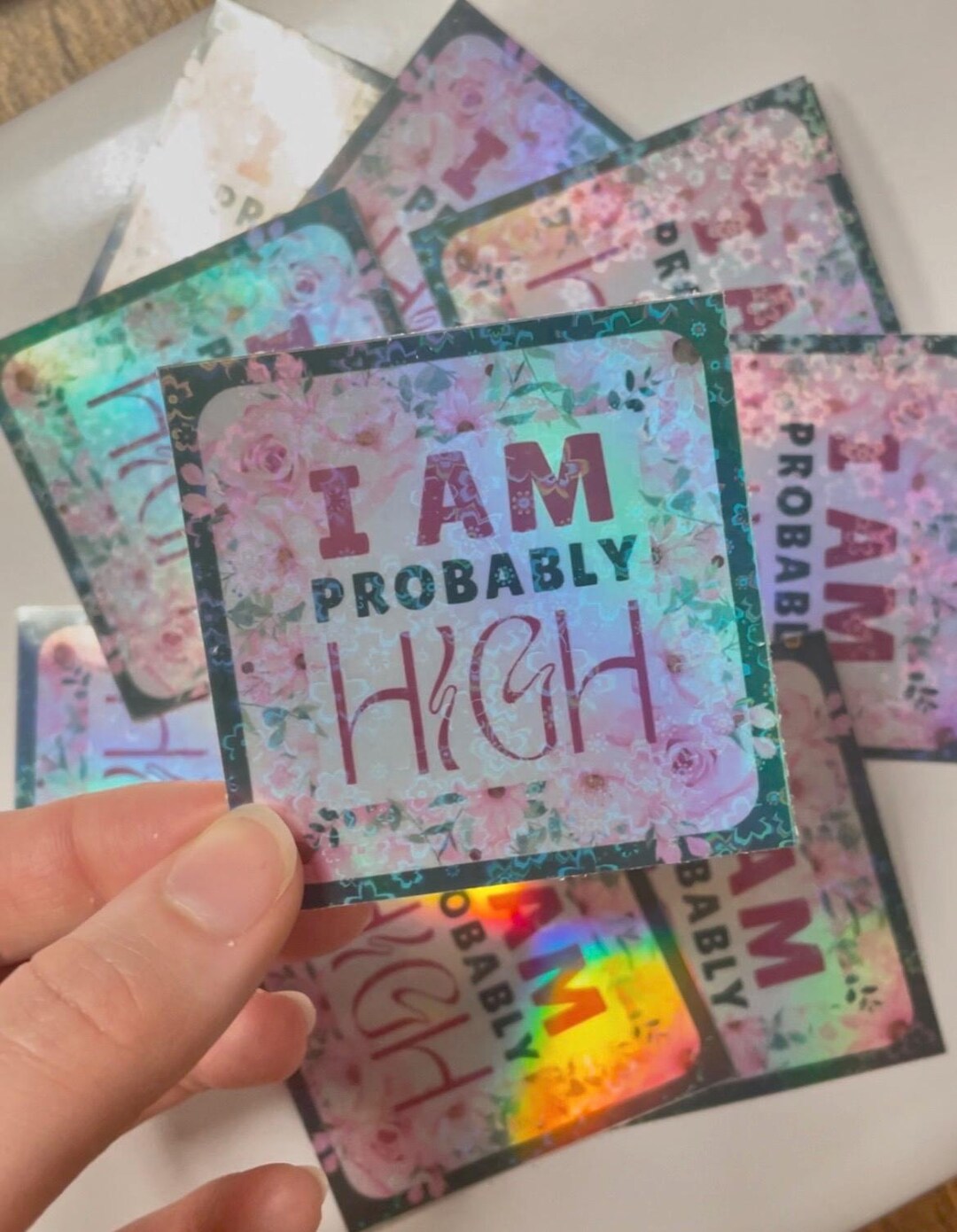 STICKER Cute Funny I Am Probably High Stoner Girl Gift Pink Teal ...