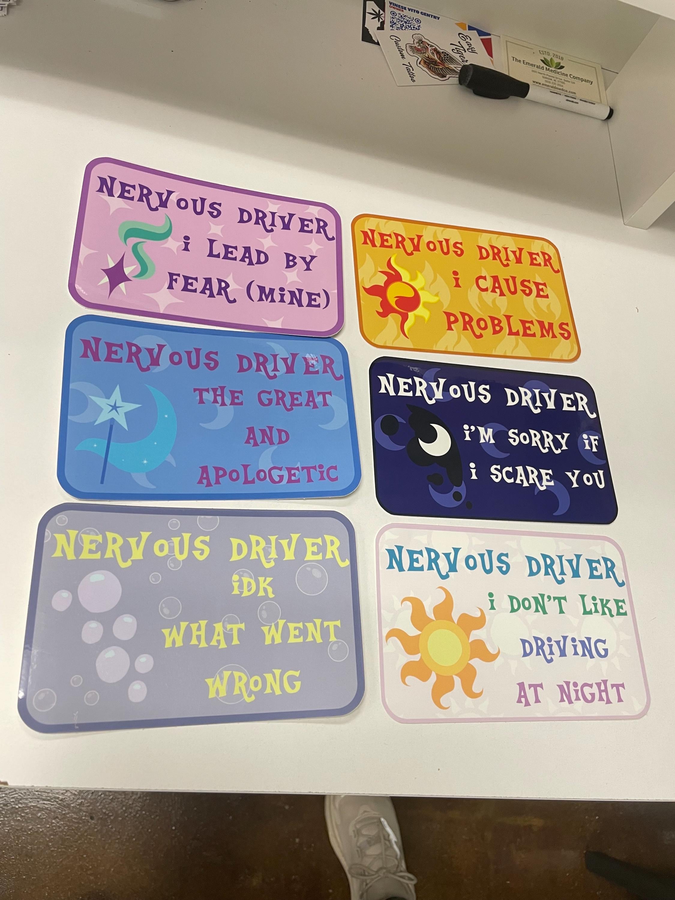 STICKER Nervous Driver Princess Celestia Luna Sunset Shimmer Starlight Glimmer Derpy Muffins Trixie MLP Vinyl - Limited Stock