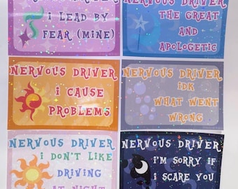 Nervous Driver MLP Vinyl Sticker: Celestia Luna Sunset Shimmer Starlight Glimmer Derpy Muffins Trixie