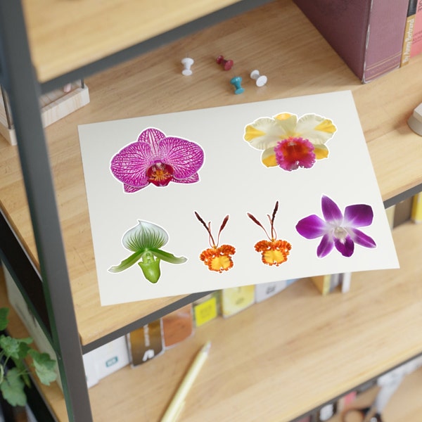 Exotic Tropical Orchid Flower Sticker Sheets. Home Decor, Crafting, Scrapbooking, and Gifting. Bright, Beautiful, Fun, Colorful and Unique!