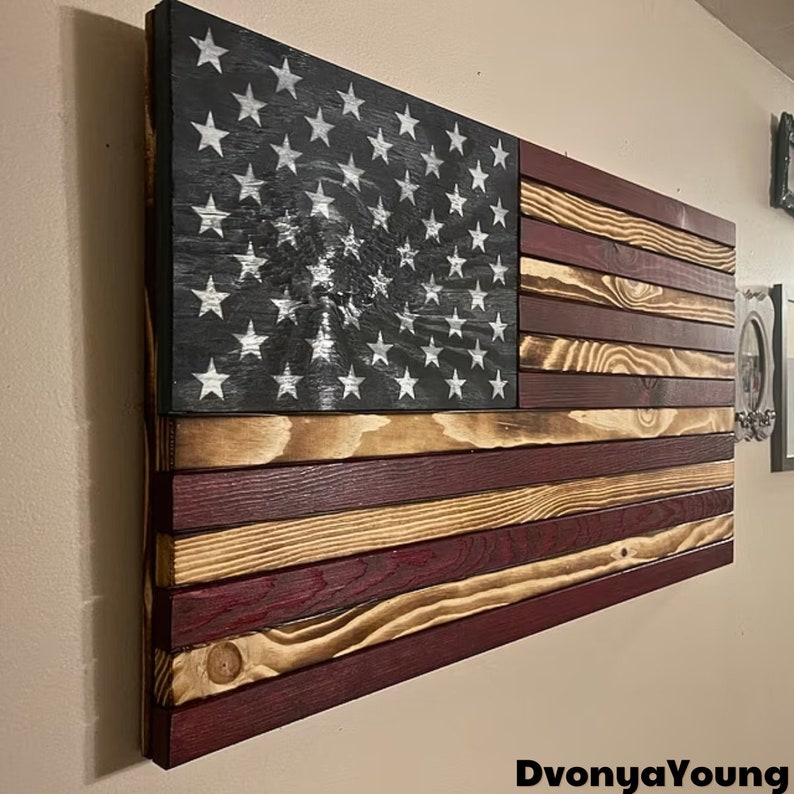 HUGE 19 X 36 Wooden American Flag, Pallet American Flag, Rustic