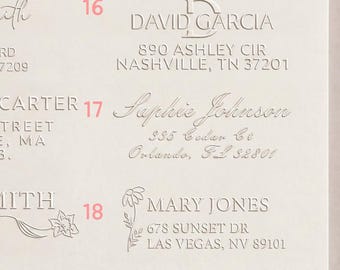 ADDRESS EMBOSSER – 25 Designs, Custom Return Address Seal, Removable Plate, Wedding Seal, Long-Lasting Elegant Couple Gift, 6 color
