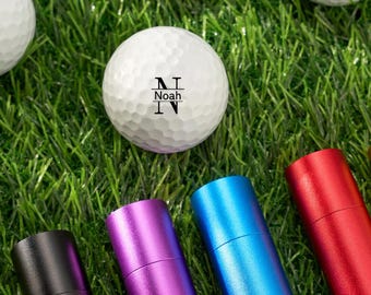 Personalized Golf Ball Stamp Set, 14 Designs, Custom Name Marker, Refillable, Golfer Gift, Box Included, 6 Shell Colors & 3 Ink Colors