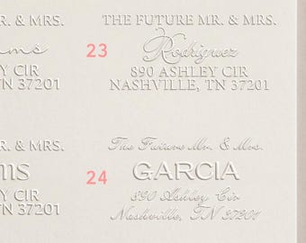 ADDRESS EMBOSSER – 25 Designs, Custom Return Address Seal, Removable Plate, Wedding Seal, Long-Lasting Elegant Couple Gift, 6 color
