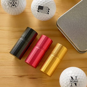 Personalized Golf Ball Stamp Set, 14 Designs, Custom Name Marker, Refillable, Golfer Gift, Box Included, 6 Shell Colors & 3 Ink Colors