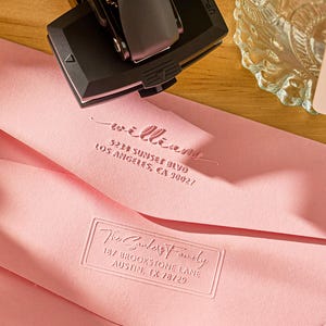 ADDRESS EMBOSSER – 18 Designs, Custom Return Address Seal, Removable Plate, Wedding Seal, Long-Lasting Elegant Couple Gift