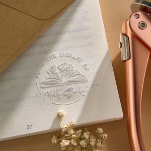 PERSONALIZED BOOK EMBOSSER – Ex Libris Stamp, Library Design, Book Lover Gift, Mother&#39;s Day Gifts, Custom From The Library Of Book Stamp