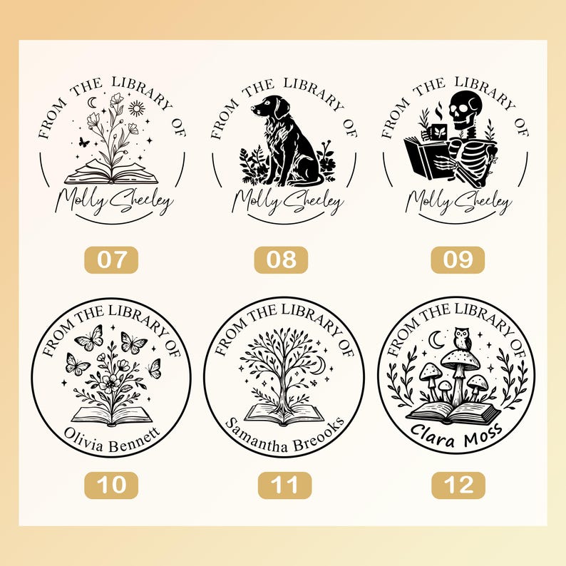 PERSONALIZED BOOK EMBOSSER – 18 Ex Libris Styles, 40mm, Removable Plate ...