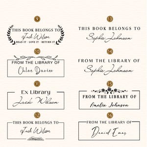 Custom Book Embosser – 16 Styles, Collective Handmade Art, Wood & Self-Inking, Library Gift for Book Lovers, Book Stamp, Library Stamp image 5