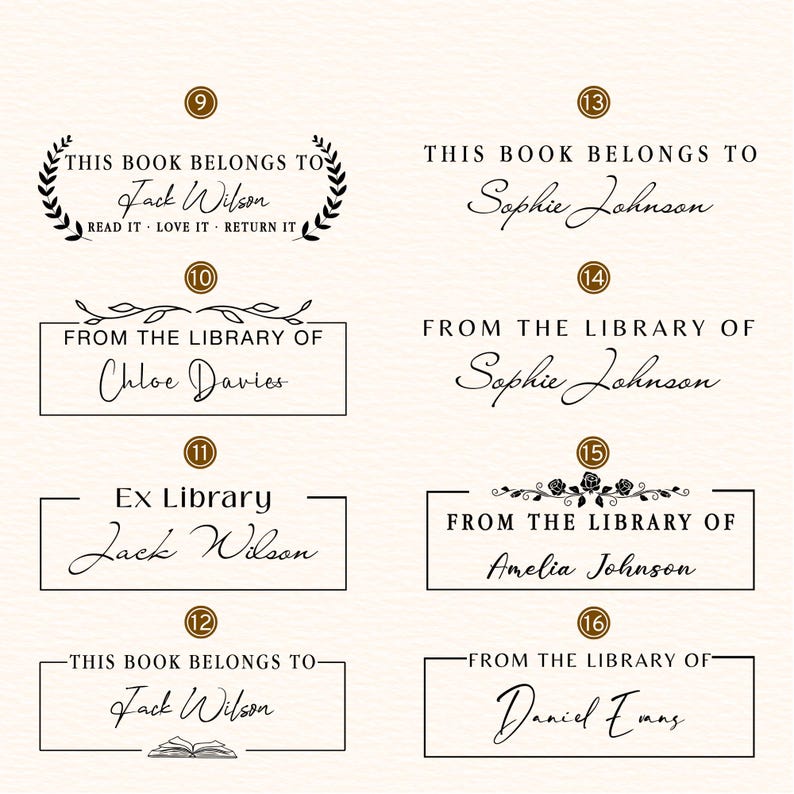 Custom Book Embosser – 16 Styles, Collective Handmade Art, Wood & Self-Inking, Library Gift for Book Lovers, Book Stamp, Library Stamp image 5