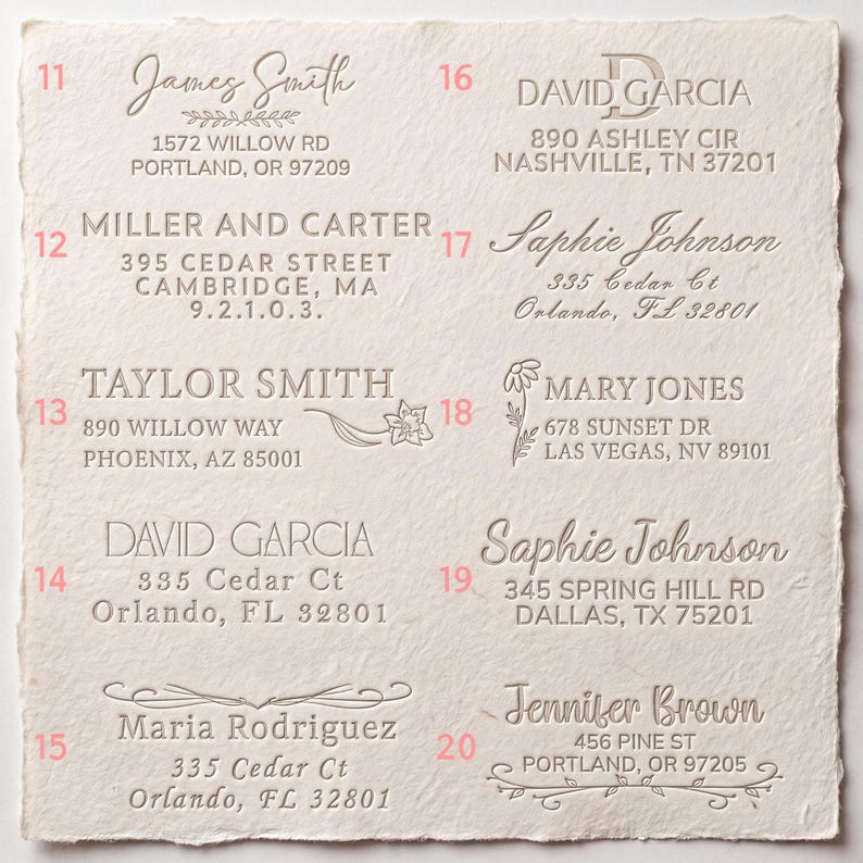 Custom ADDRESS EMBOSSER – 25 Designs, Custom Return Address Seal ...