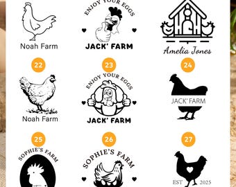 Custom Egg Stamp – Personalized Name, 18mm Diameter, Eco-Friendly & Sustainable Ink, 36 Designs, Farm Fresh Stempel, Gift for Farmers