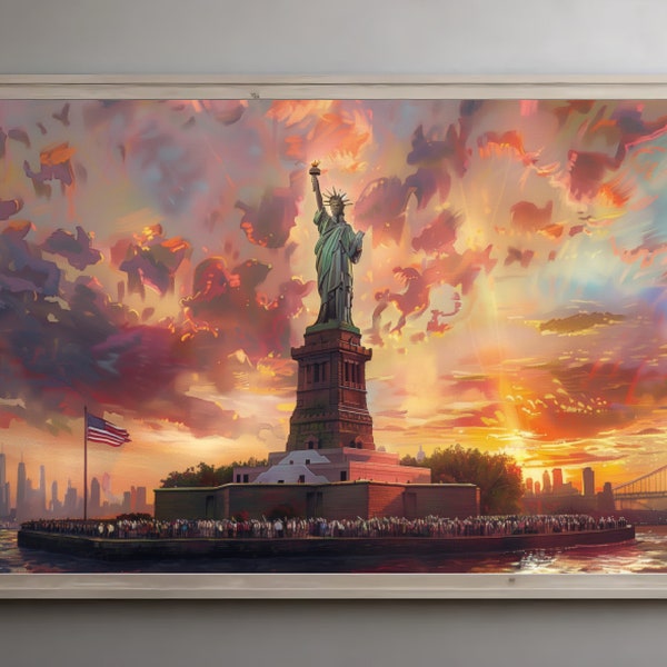 Samsung Frame TV Art, Statue of Liberty Frame TV, New York City TV Art, New York Wall Print, 4th of July Frame Art Memorial Day Frame Tv Art
