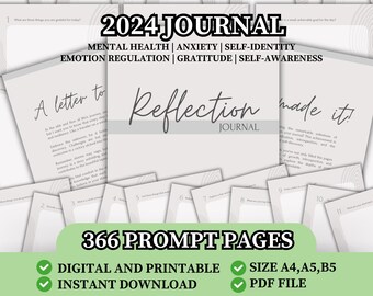Shadow Work Journal Writing Prompts, 366 Pages Prompted Journal Writing for Mental Health, Self-Reflection, Personal Development, Therapy
