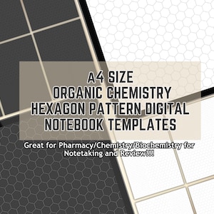 14 Pages Hexagonal Graph Sheets Layout Pattern Organic Chemistry Digital Notebook for Student Pharmacy, Chemistry, and Biochemistry Teachers