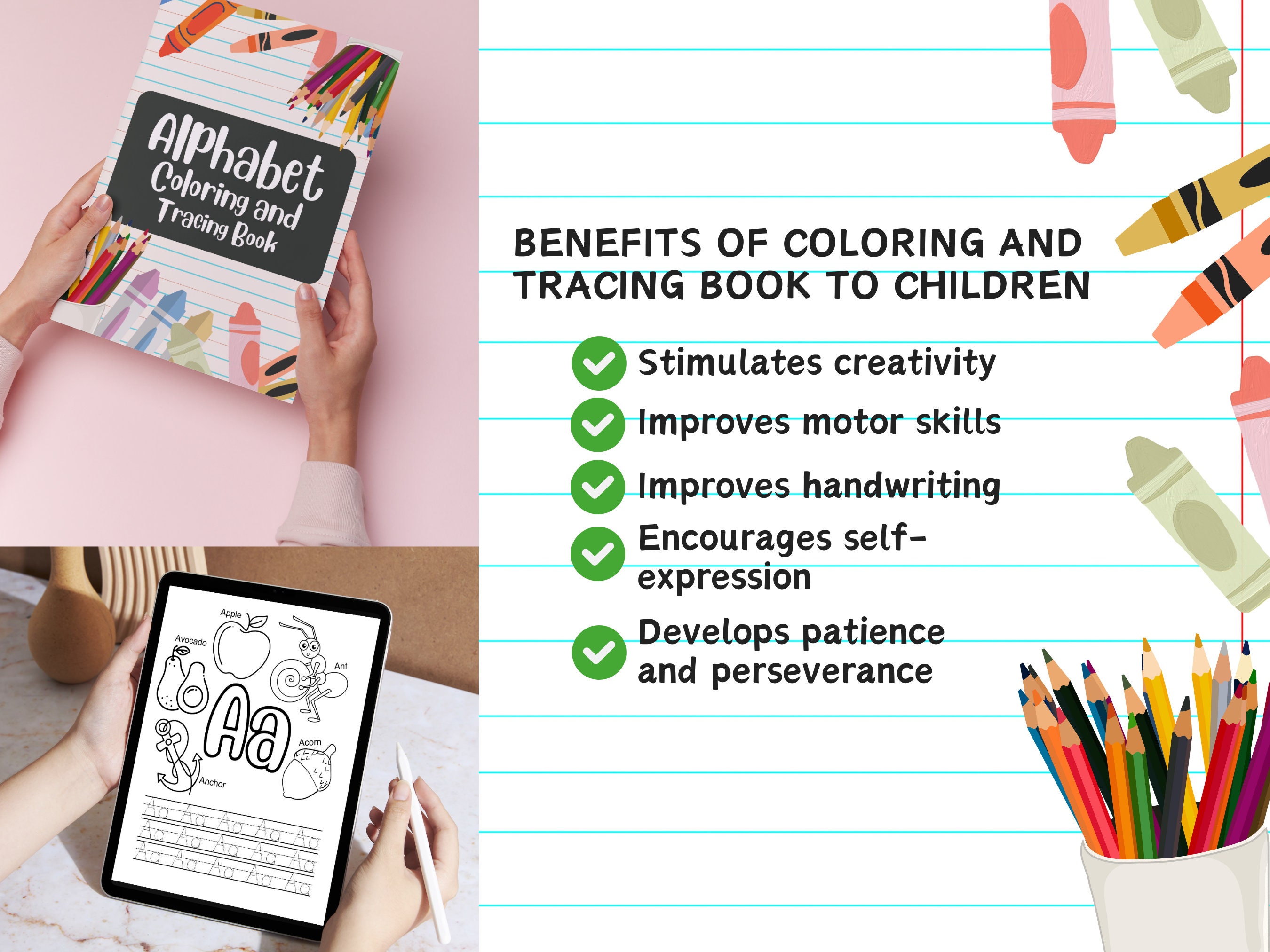 ABC Alphabet Coloring Book and Tracing Book for Kids Educational ...