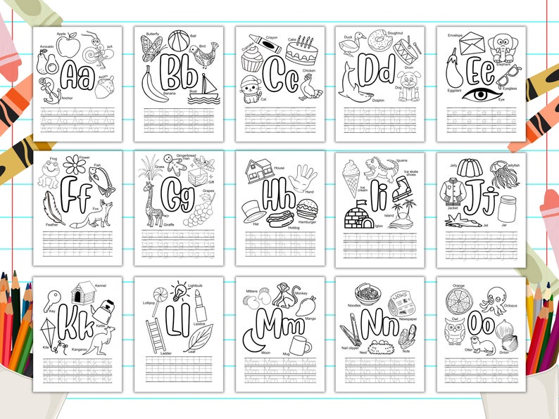 ABC Alphabet Coloring Book and Tracing Book for Kids Educational ...