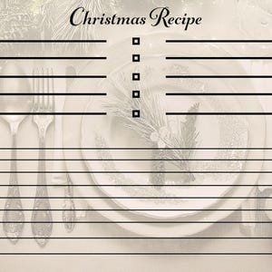 Digital Christmas Recipe Card PDF File to Print