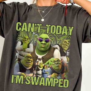 Comfort Color Can&#39;t Today I&#39;m Swamped Shirt, Shrek Funny Trending Shirt, Fiona and Shrek Tshirt, Funny Shrek Trending Tee, Shrek Meme Shirt