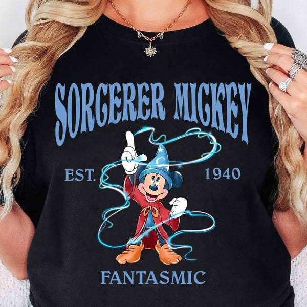 Camiseta retro de Mickey Sorcerer, camiseta de Mickey Sorcerer de fantasía, camiseta de Mickey Wizard de Disney Comfort Color®, camisetas de Wizard, camiseta de Disney para niños