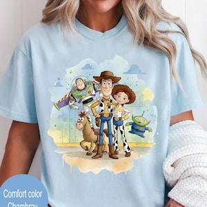 Comfort Colors Disney Toy Story 1995 Retro T-Shirt, Woody Buzz Lightyear Rex Tee, Disney Pixar Fest, Toy Story 1995 Watercolor shirt image 1