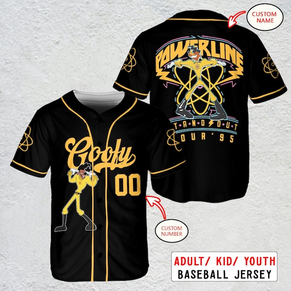 Powerline Retro 90s Jersey, Goofy Movie Max Roxanne Shirt, Disney World Tour Baseball Jersey, Birthday Gift for Disney Fans