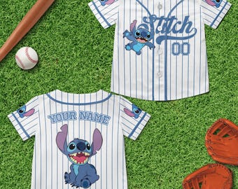 Custom Lilo and Stitch Baseball Jersey, Personalized Stitch Jersey, Disney Trip Outfit, Birthday Gift for Kids & Fans