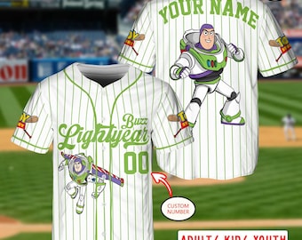 Custom Disney Buzz Lightyear Toy Story Baseball Jersey, Baseball Jersey Team, Disney Baseball Team Outfit, Gift for Kids, Disneyland Trip