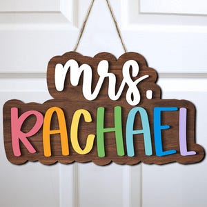 Personalized 3D Teacher Name Door Sign, Teacher Gifts, Teacher Birthday Gift, Classroom Door Hanger, Classroom Welcome Sign, Back To School