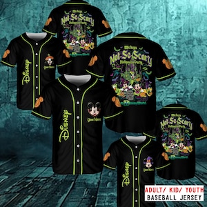 Personalized Mickey&#39;s Not So Scary Halloween Party 2025 Baseball Jersey, Halloween Family Shirt, Mickey & friends Skeleton Pumpkin Jersey