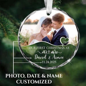 Personalised Our First Christmas As Mr & Mrs Ornament, First Christmas As Mr And Mrs, Photo Newlywed Christmas Gift, Mr And Mrs Decoration
