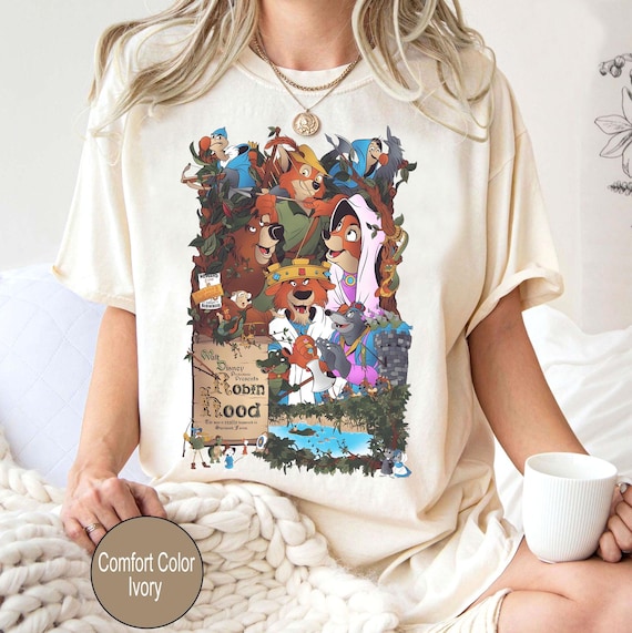 Vintage Disney Robin Hood 1973 Shirt, Robin Hood Characters Portrait T-shirt, Wdw Magic Kingdom Tee, Disneyland Family Trip shirt