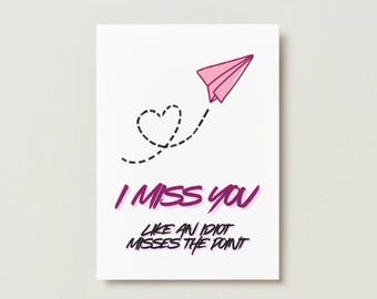 Tarjeta imprimible divertida y atrevida para decir "Te extraño" a tu novio, esposo, novia, esposa o amigo.