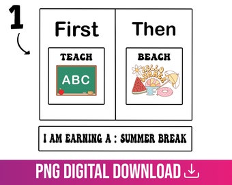 First Teach Then Beach I Am Earning A Summer Break Png, Funny Teacher Summer Vacation png, Teacher Appreciation Gift