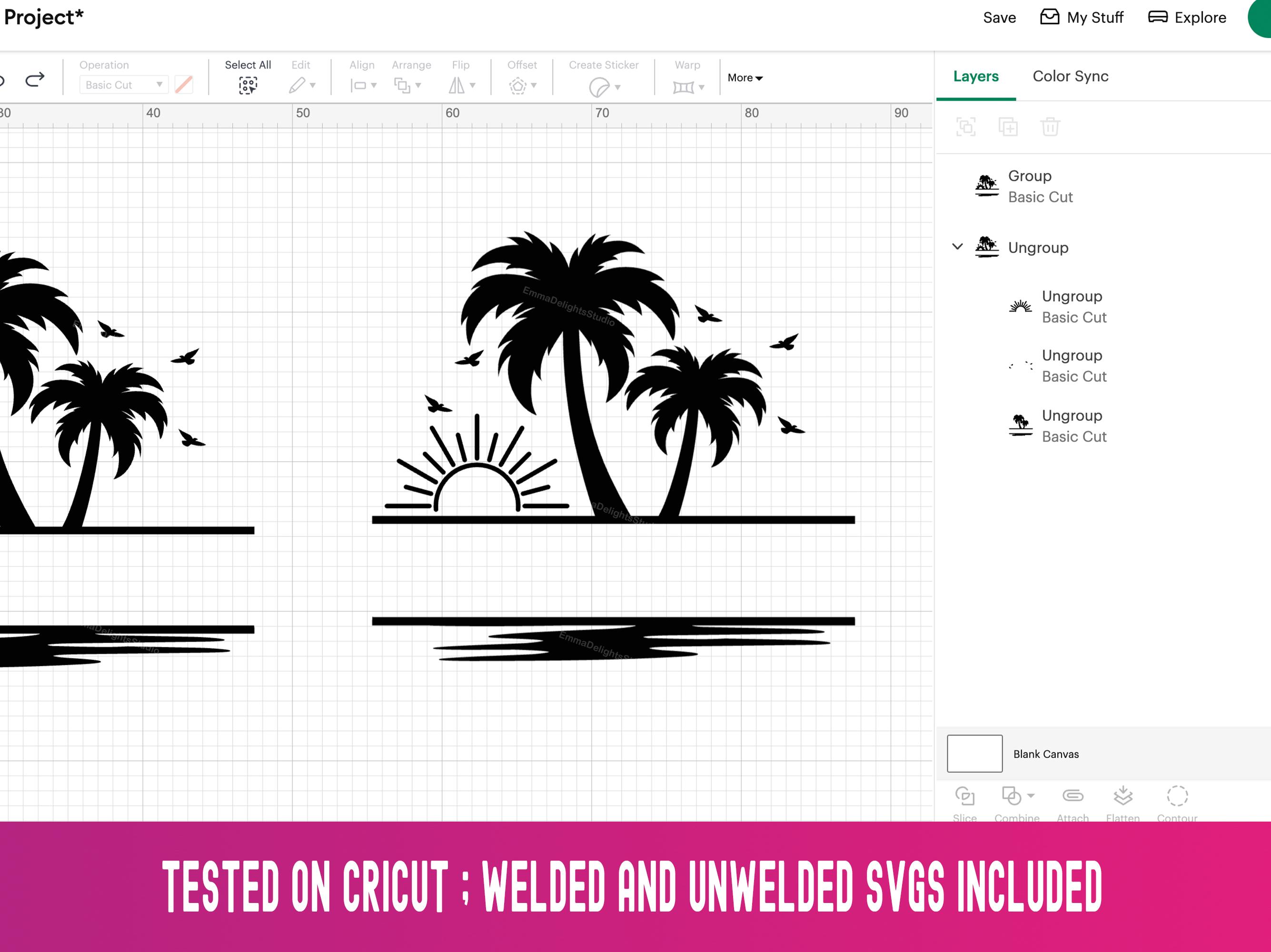 Palm Tree Split Frame Svg Cut File for Cricut, Palm Tree Monogram SVG ...