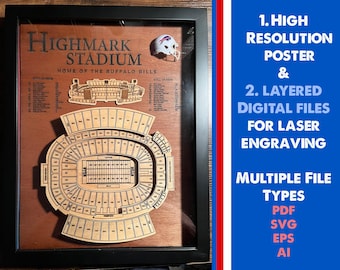 Buffalo Bills Highmark Stadium Seating Plan Poster: Laser Engraving File (Digital Files)
