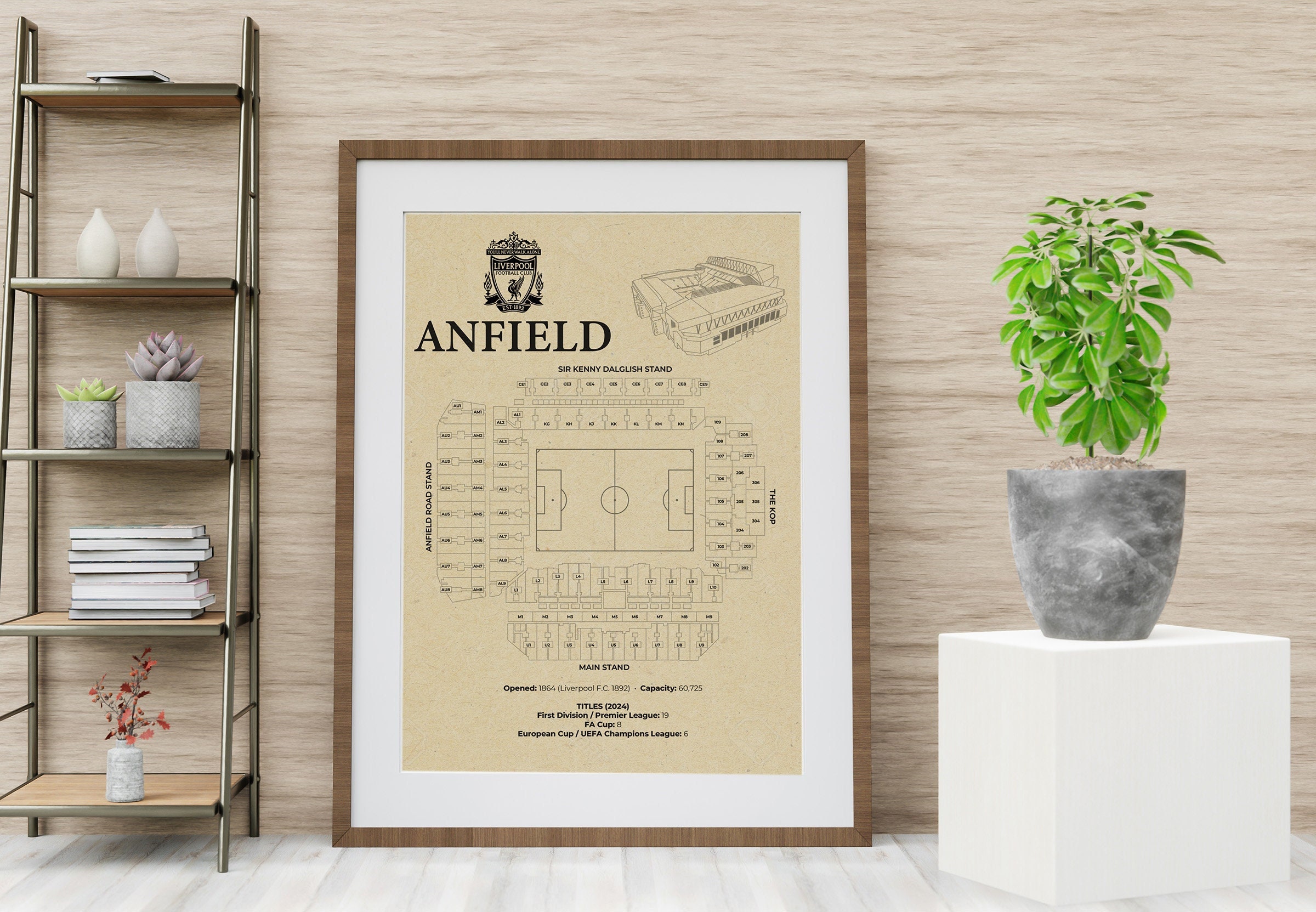 アンフィールド・スタジアム座席表ポスター：リバプールFCアート