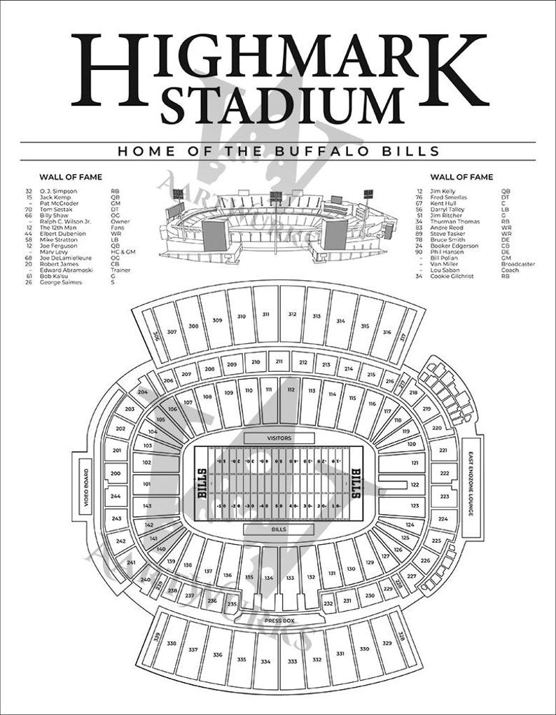 Buffalo Bills Highmark Stadium Seating Plan Poster Laser Engraving 