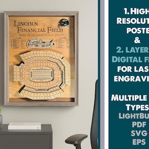 Philadelphia Eagles Stadium Seating Chart Poster: Laser Engraving Files (Digital Files incl. LightBurn)