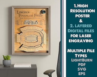 Philadelphia Eagles Stadium Seating Chart Poster: Laser Engraving Files (Digital Files incl. LightBurn)