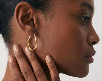 Twisted Rope Hoop Earrings 18K Gold Vermeil 925 Silver | Braided Gold Hoop Earrings | Dainty Textured Hoops | Gift for Her