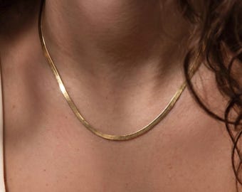 Herringbone Necklace Gift | Reversible Gold Silver Snake Chain | Adjustable Layering Necklace | Minimalist Everyday Jewelry