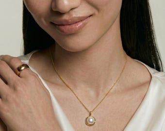 Aries Birthstone Necklace | Mother of Pearl Pendant | 18K Gold Vermeil 925 Silver | Aries Gift for Her | March April Birthday