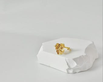 Orchid Butterfly Ring: 18K Gold Vermeil, Adjustable Flower Statement