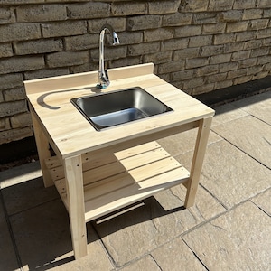 Simple Mud Kitchen / Outdoor Pretend Kitchen with Working knobs / Montessori Kids Kitchen / Backyard Wooden Toy / Sensory Table / Sink Top