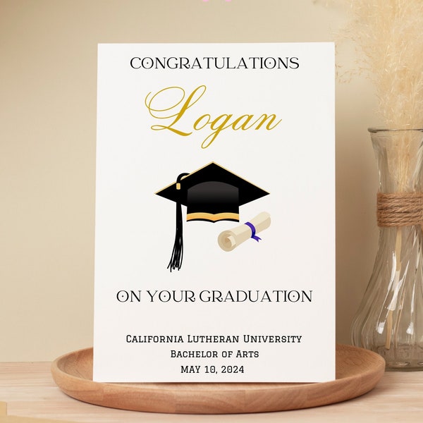 Personalized Graduation Card for Daughter Son, Graduation Congratulations Card, Personalized Card College Student, Custom University Name